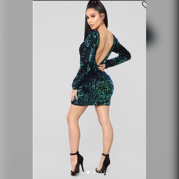 Sequin green mini dress - Picture 2 of 3